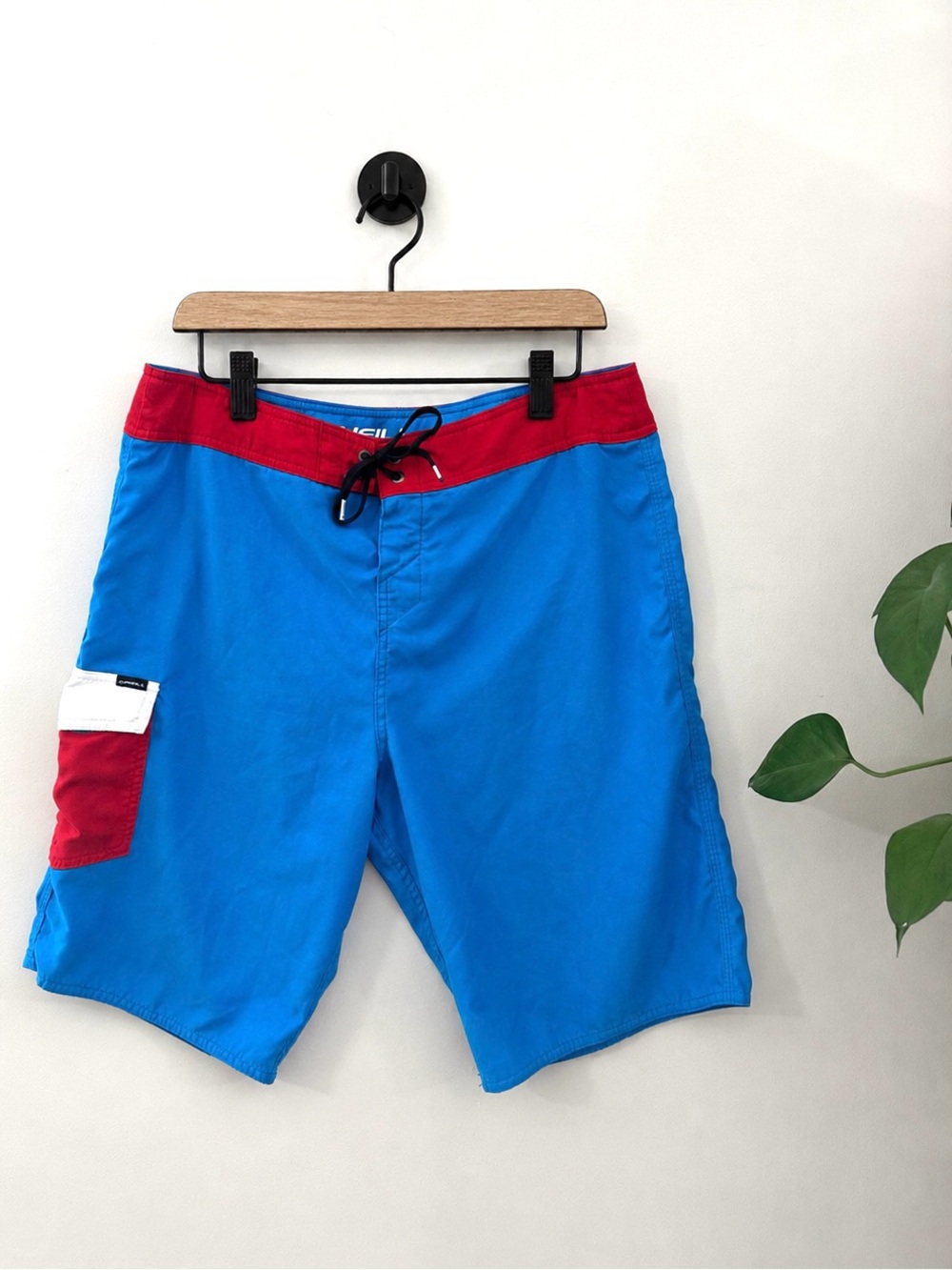 O’Neill Colorblock Board Shorts Size L 34 Waist Blue Red White Surf Swim Trunks